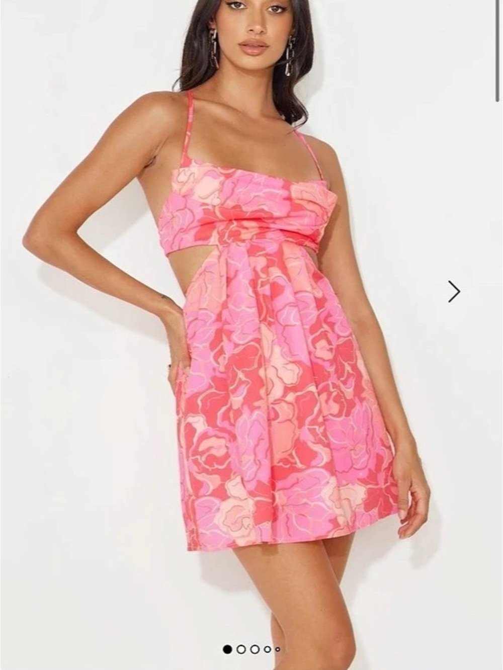 Hello Molly Fashion Fuel Mini Dress Pink Floral Pink & Red XS